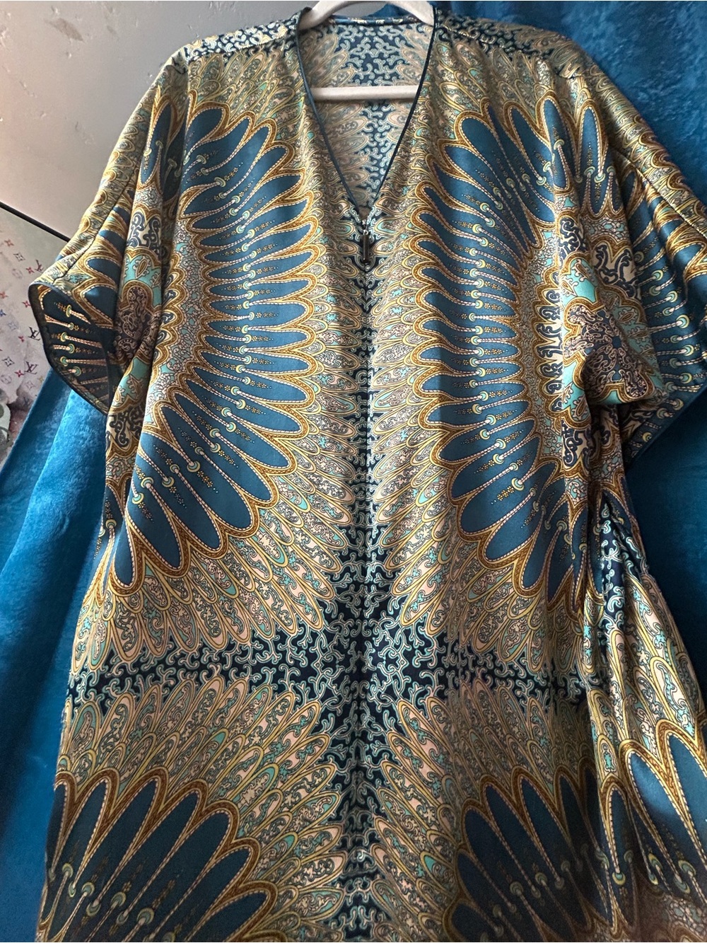 Teal & Gold Asymmetrical Women's Dress
